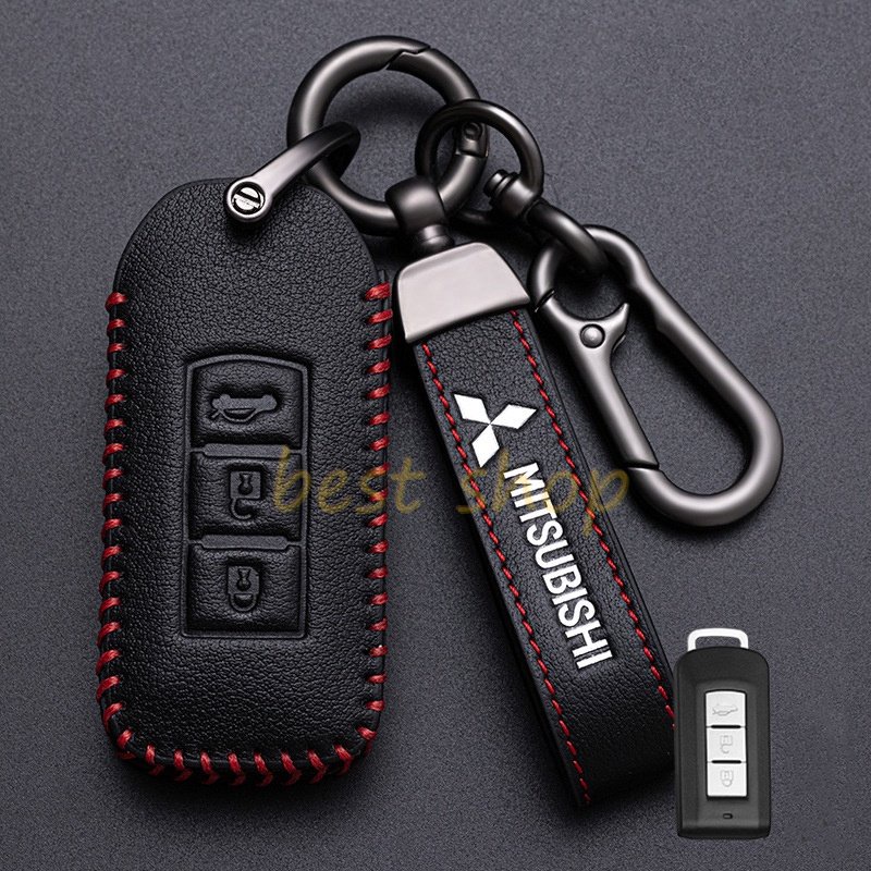 For Mitsubishi Outlander ASX Colt LANCER Pajero Sport Leather Car Key Case Protection Cover Smart Remote Control Keyless