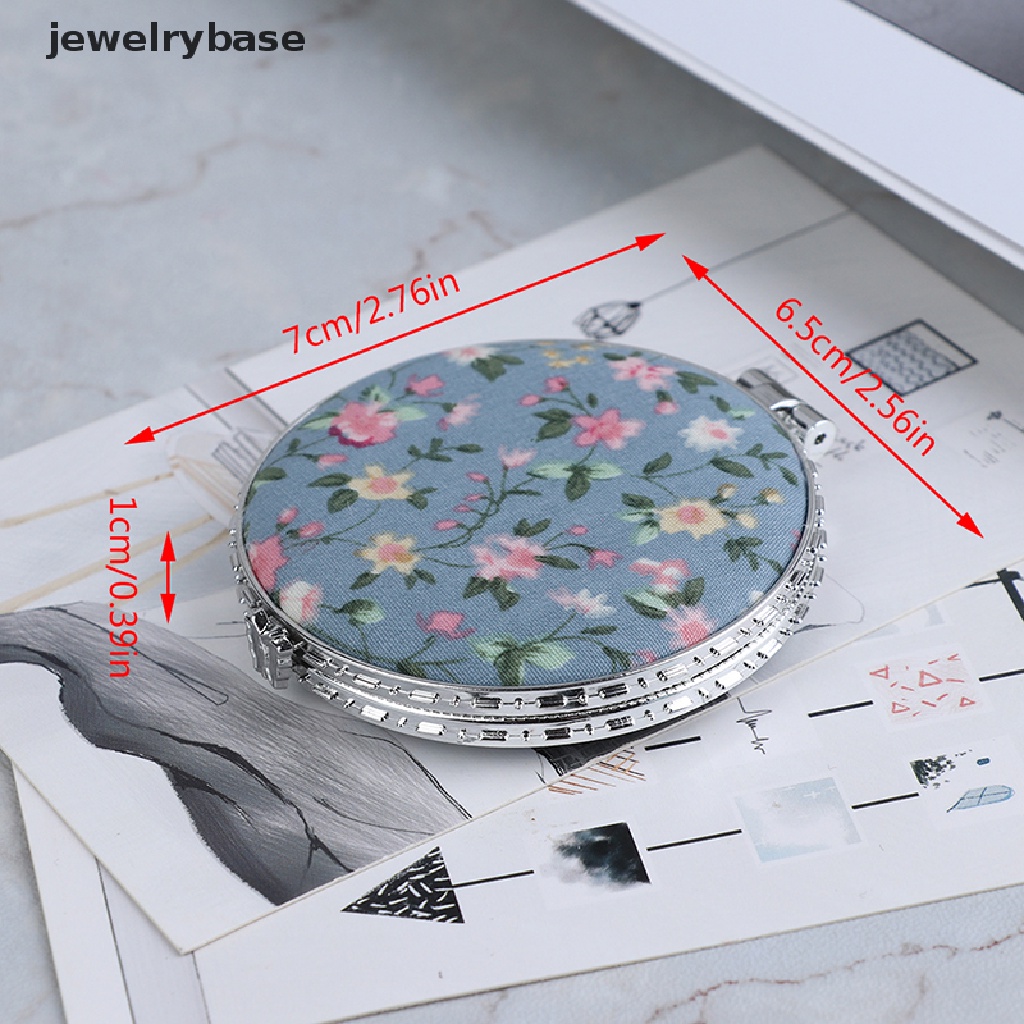 [jewelrybase] 1pc Cermin Bunga Saku Mini Portable Dua Sisi Lipat Make Up Wanita Butik Vintage