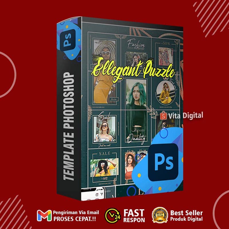 Template Elegant Fashion Instagram Puzzle - Photoshop Desain