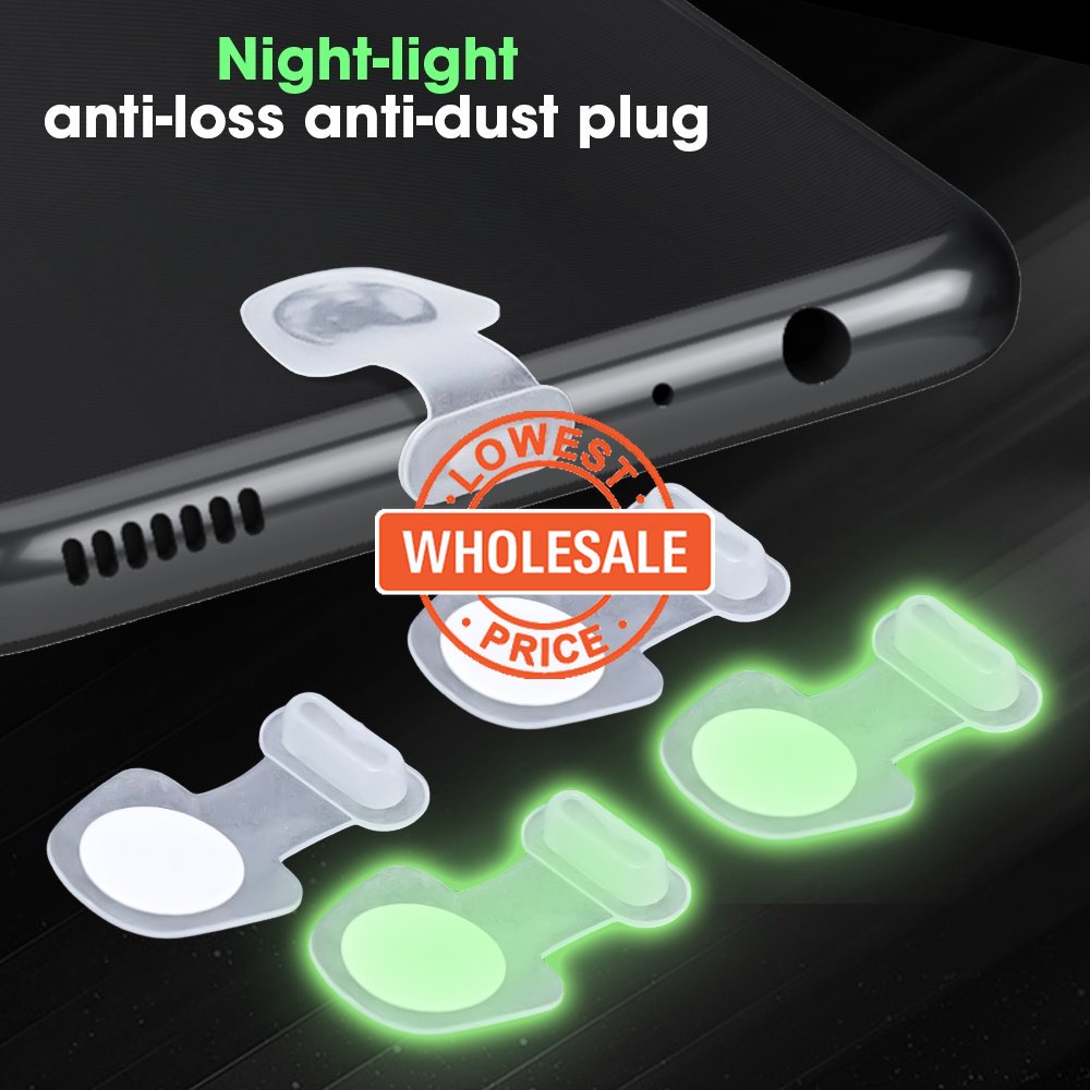 [Harga Grosir] 2Pcs Plug Debu Silikon Kompatibel Untuk IPhone Type-C Tahan Air Anti-Hilang Bercahaya Anti-Debu Plug Cover Phone Charging Port Protector Phone Charging