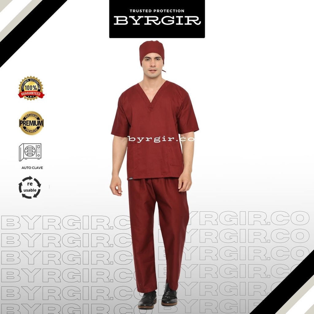 BYRGIR Baju Dokter Perawat OKA Lengan Pendek Bahan American Drill APD