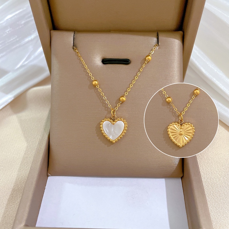 Kalung Titanium Asli Wanita Anti Karat Emas 18K cinta Aksesoris