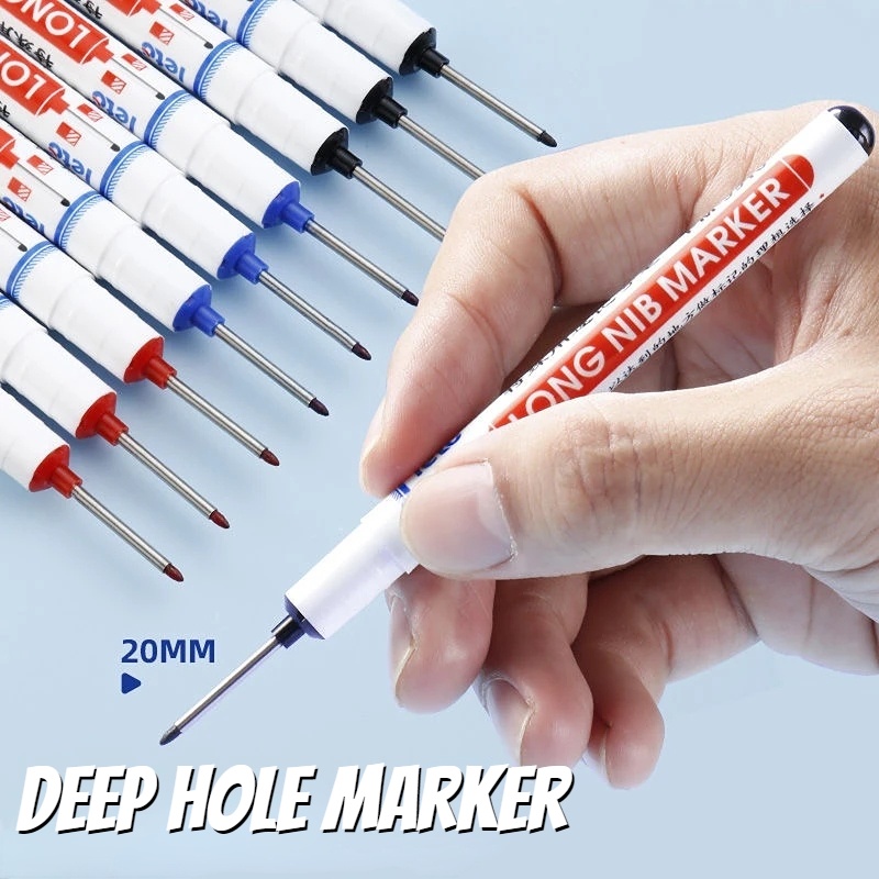 Penanda Kedalaman Kepala Panjang Serba Guna 20mm/3warna Woodworking Deep Hole Marker Pen