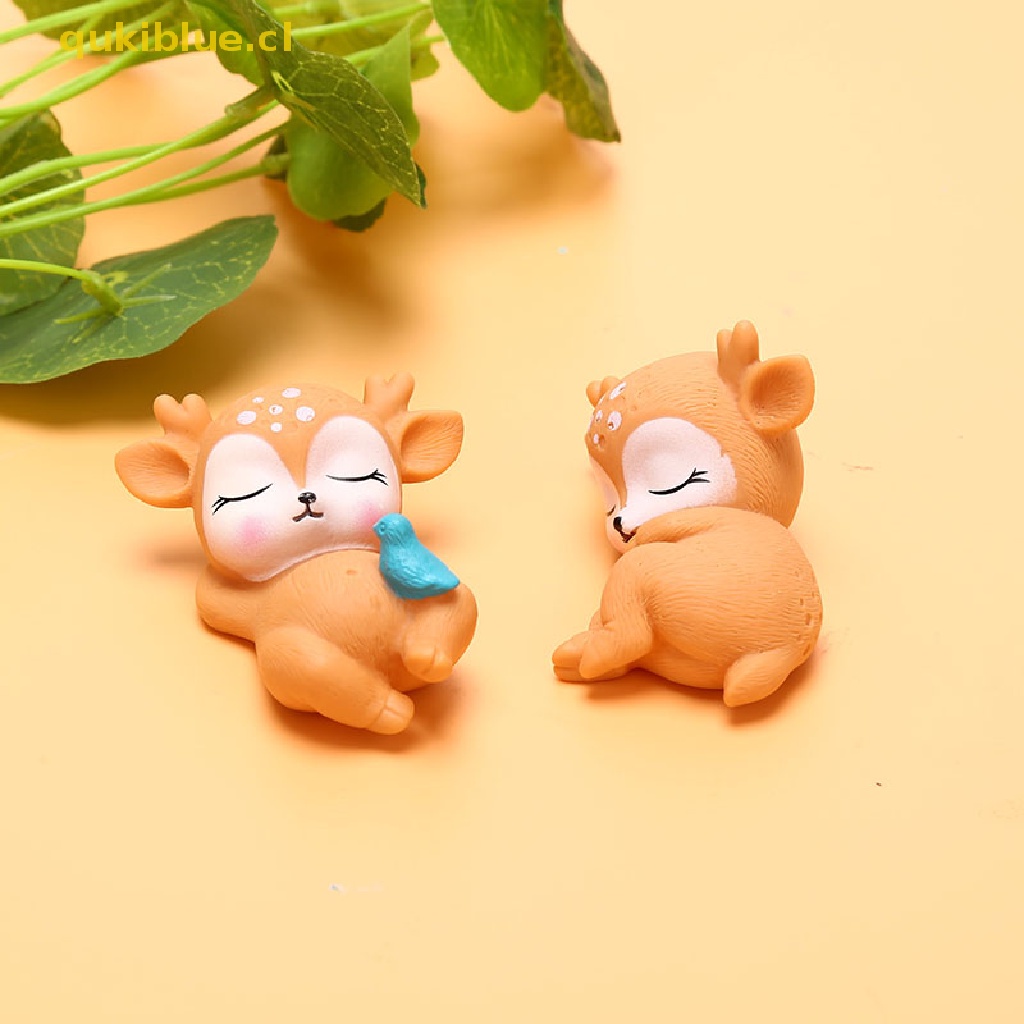 Qukiblue Sika Deer Baking Cake Topper Dekorasi Miniatur Peri Hiasan Taman Kerajinan cl