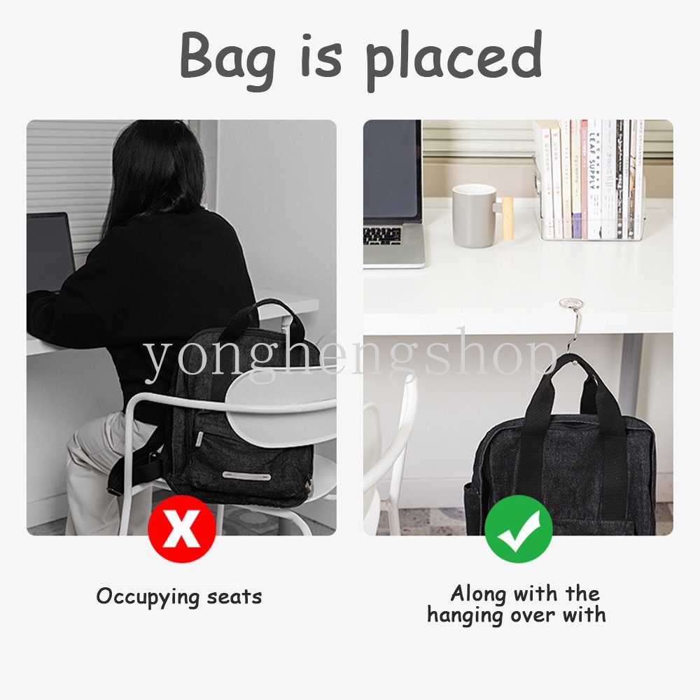 Kreatif Portable Meja Kait Tas Tangan Tas Sekolah Gantung Kait Yang Dapat Dilepas Stainless Steel Payung Tas Gantungan Rumah Meja Kantor Kait Samping Organizer