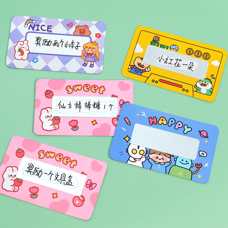Stiker Goresan Keberuntungan Kardus Interaktif DIY Kreatif Pola Lucu Scratch Kartu Berkah Universal Liburan Anak Fun Now