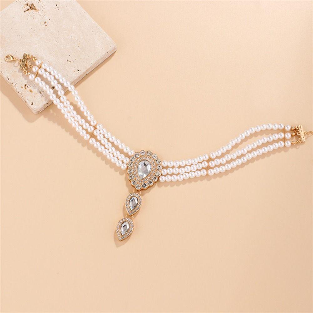 Agustina Wanita Kalung Elegan Baroque Mutiara Multilayers Alloy Temperamen Perhiasan Aksesoris