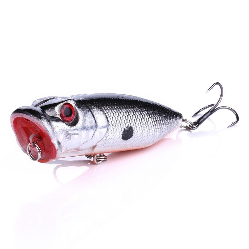 Umpan Pancing Plastik Agustinina Populer 6.5cm/11.8g Popper Fishing Lure Dengan 2kait Treble Topwater Bait Fishing Tackle Umpan Keras