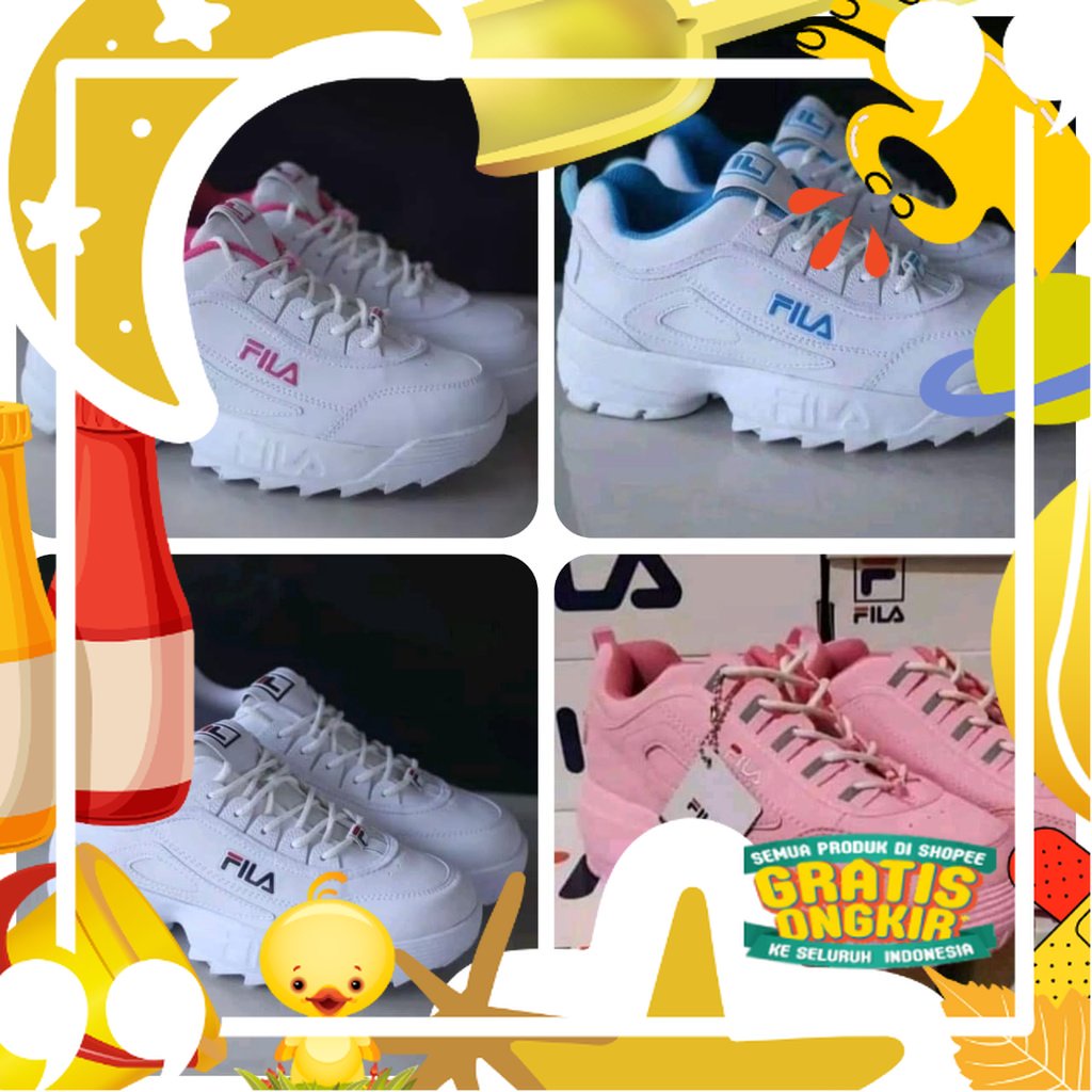 9.9 SALE Sepatu sport_fila_wanita sneakers wanita_fila banyak varian warna bisa COD/ hitam oren ungu