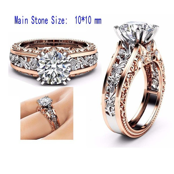 Goldkingdom Aksesoris Perhiasan Fashion Ready Stock 14k Rose Gold Disepuh Cincin Berwarna Jari Berwarna Batu Permata Topaz Champagne Perhiasan Tangan