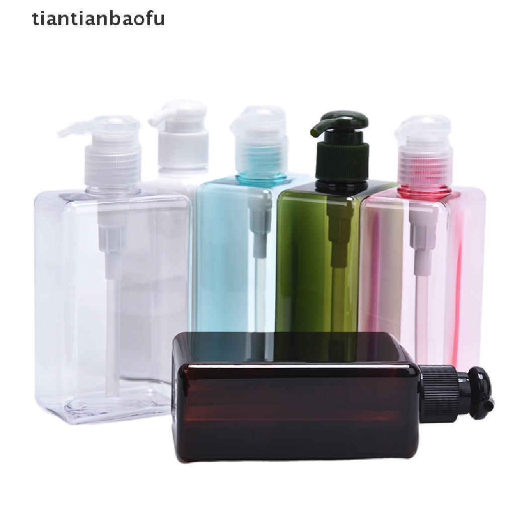 [tiantianbaofu] 280ml Botol PET Emulsi Kosong Transparan Plastik Cair Shampoo Sub bottling Butik