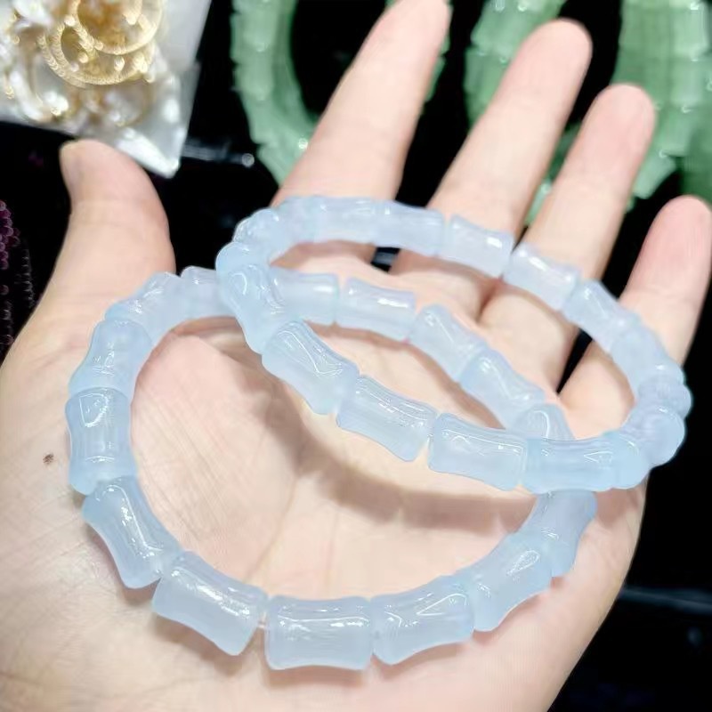 Bintang Dengan Gelang Bambu Kalsedon Imitasi Gaya Cina Baru, Gelang Ceruk Wanita Ringan Mewah, Perhiasan Hati Manis