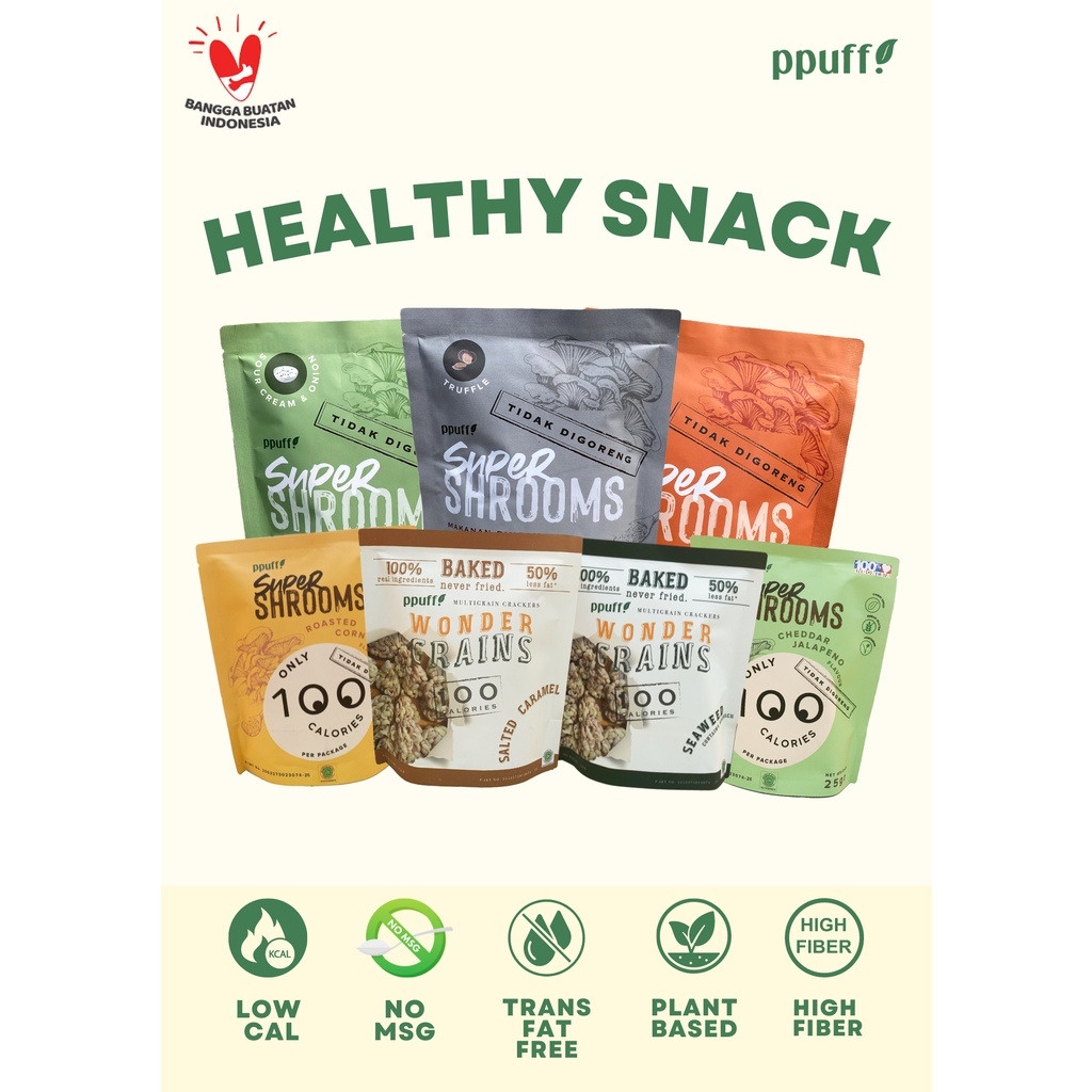 

[002] Ppuff! Healthy Snack Super Shroom, Wonder Grain 25GR NON MSG