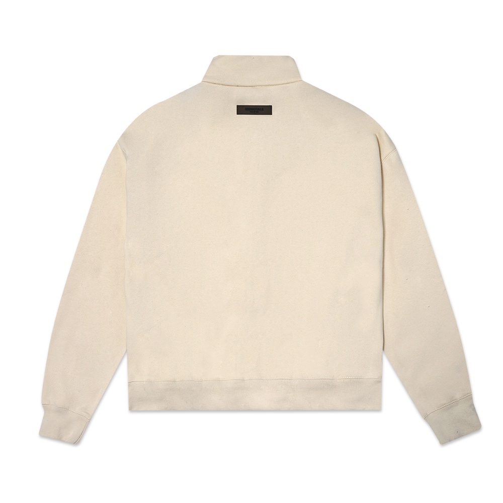 FOG Essentials Solid Velvet Text Full-Zip Jacket Beige