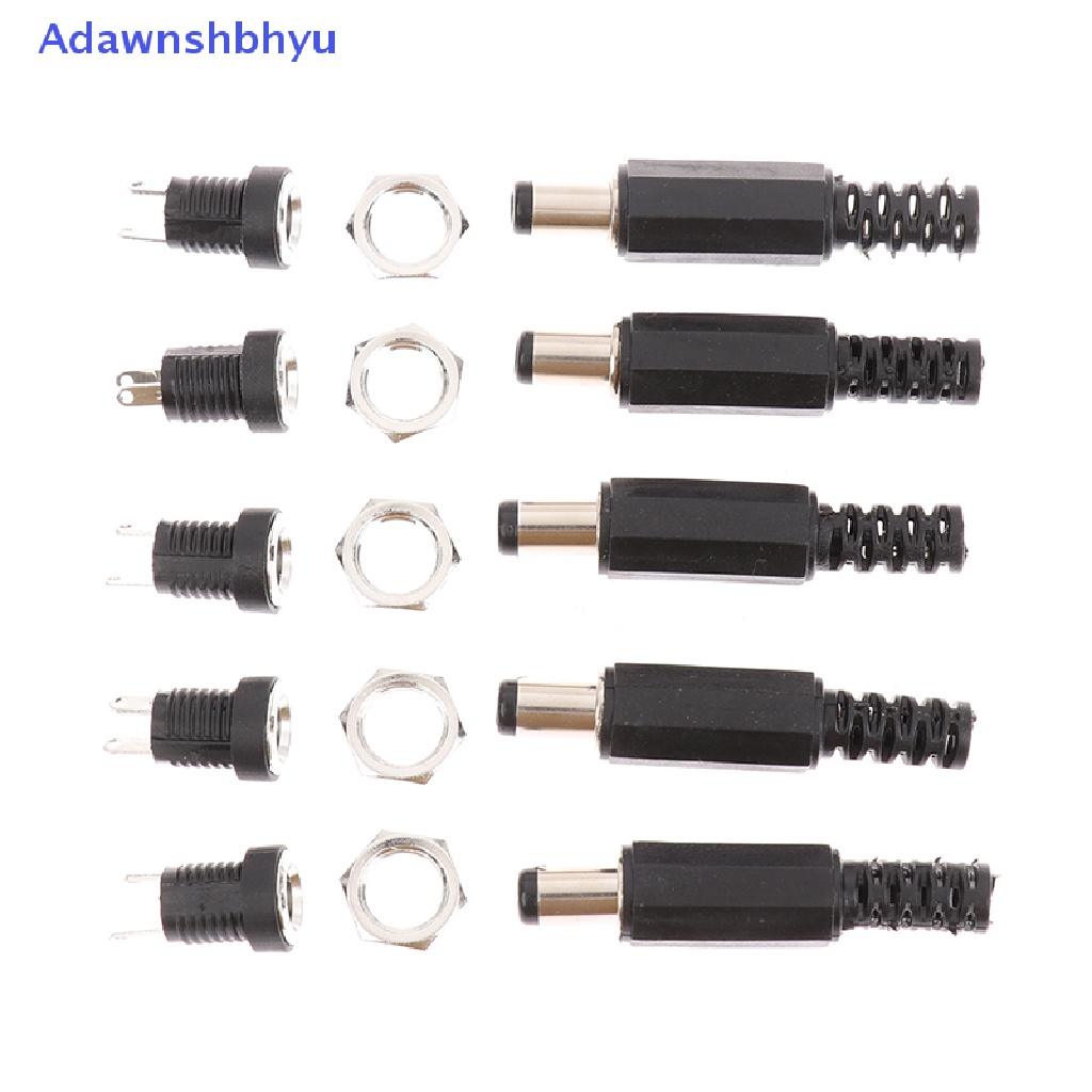 Adhyu 5pasang 5.5 x 2.1 DC Male Female Terminal 12V DC Power Supply Plug Socket Adapter ID