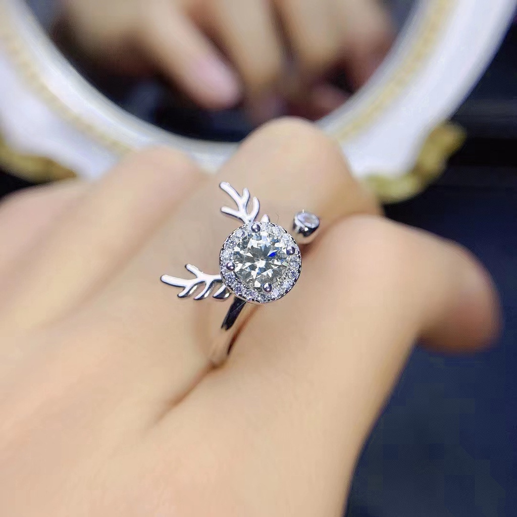 Goldkingdom Fashion Perhiasan Aksesoris Ready Stock Mode Baru Super Flash 2karat Zirconia Delapan Hati Delapan Panah Satu Rusa Dengan Cincin Anda Rasa Canggih Mosan Berlian Elk Cincin