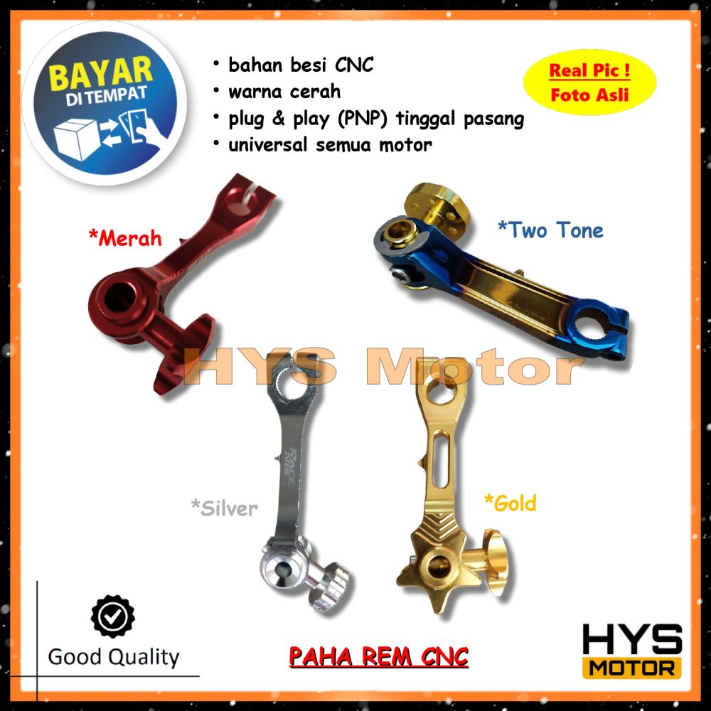 HYS Paha Rem Tromol Belakang Variasi FULL CNC - Universal Semua Motor Warna Gold Silver Merah Two To