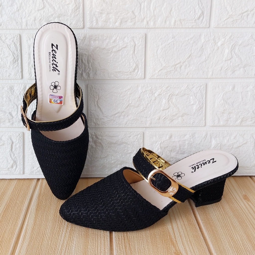 Zenith 01 SLR Hak Sandal Wanita Heels Hak 7cm Size 37-40 Hitam