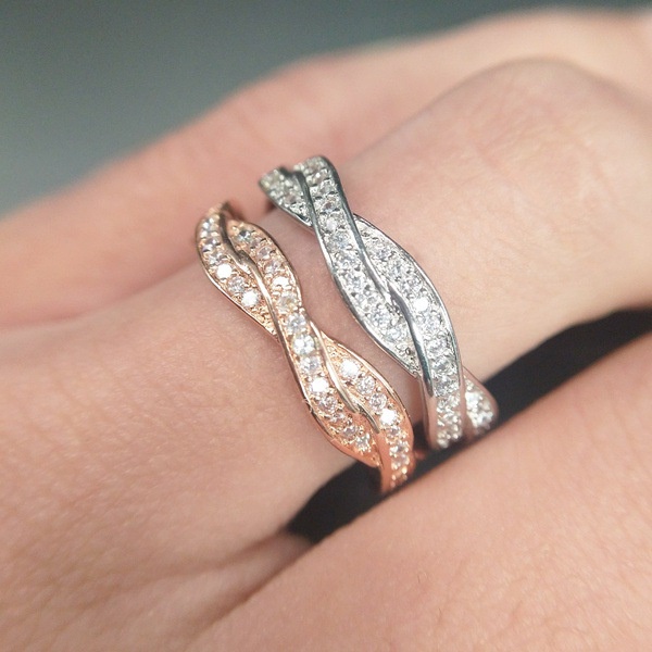 Goldkingdom Fashion Perhiasan Aksesoris Ready Stock Wish Baru Lingkaran Penuh Putaran Zirkon Cincin Untuk Wanita Eropa Dan Amerika Berlapis 18 K Rose Gold Engagement Ring