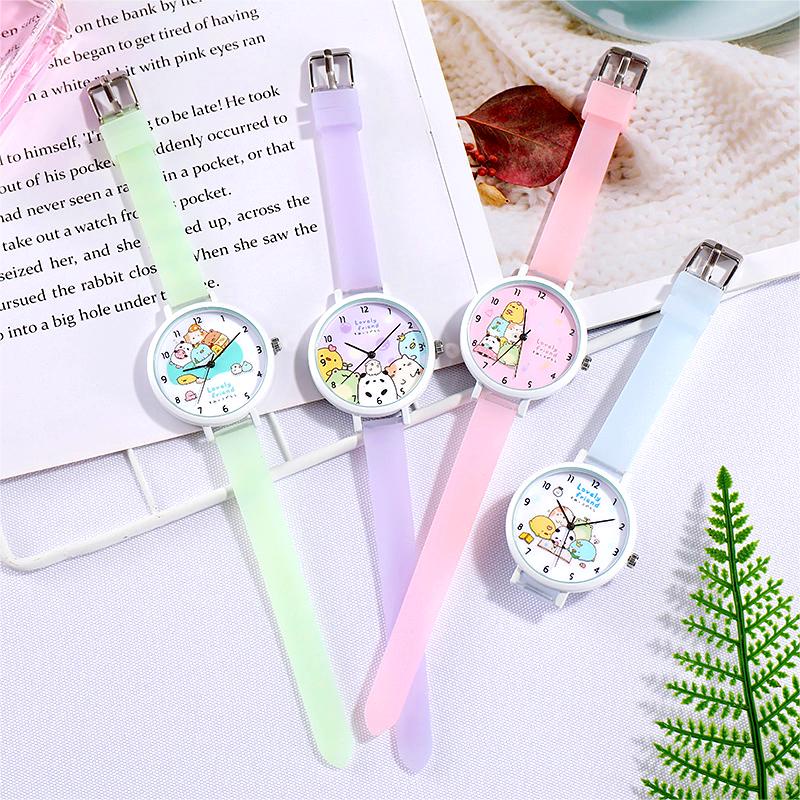 Jam Tangan Perempuan Wanita Luminous Strap anak menonton Big Dial Cute Cartoon Quartz Watch