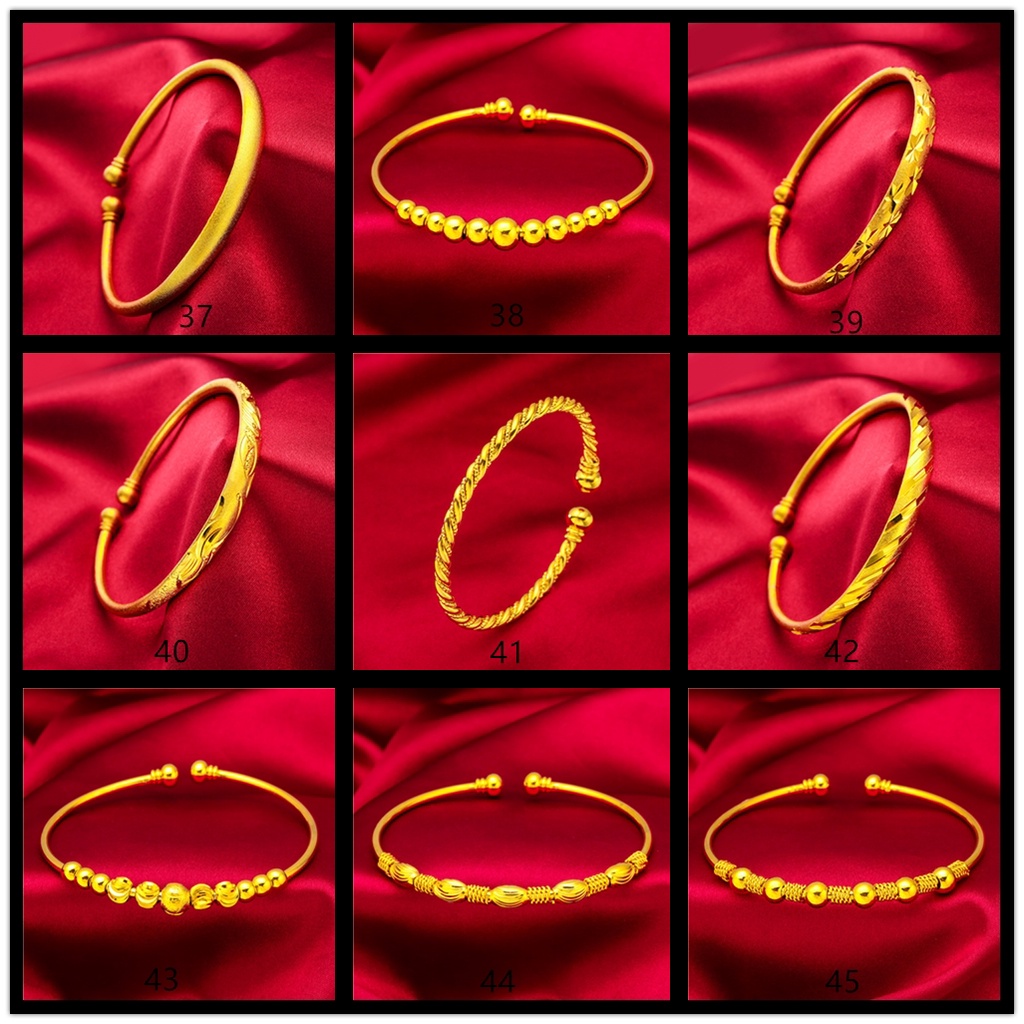 Goldkingdom Aksesoris Perhiasan Fashion Ready Stock Berlapis Emas Push-pull Gelang Manik Emas Kecil Ringan Mewah Dan Minimalis Untuk Membawa Keberuntungan Dan Rejeki