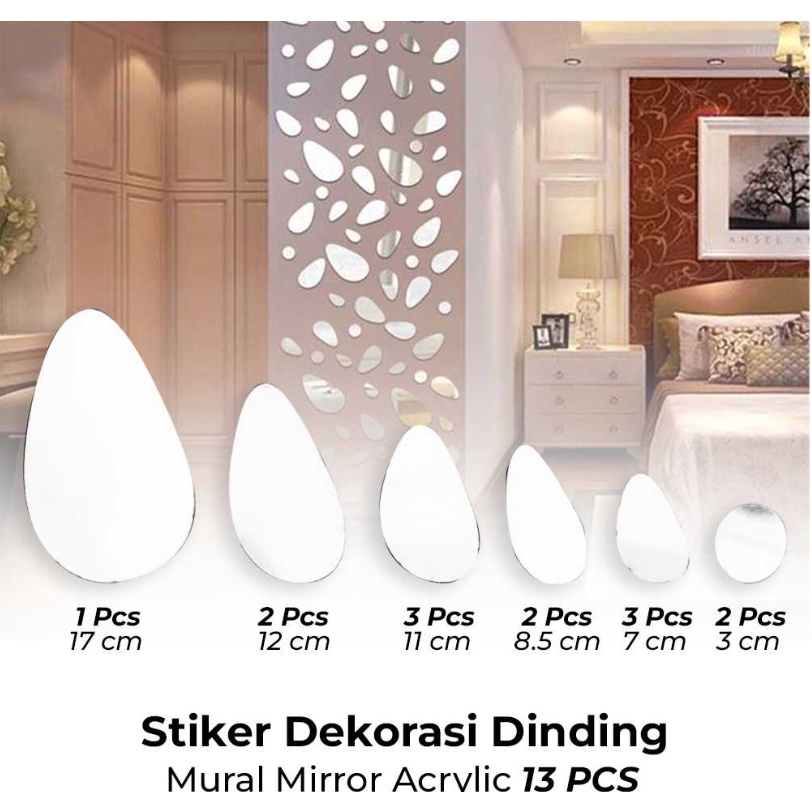 Stiker Dekorasi Dinding Mural Mirror Acrylic 13 PCS