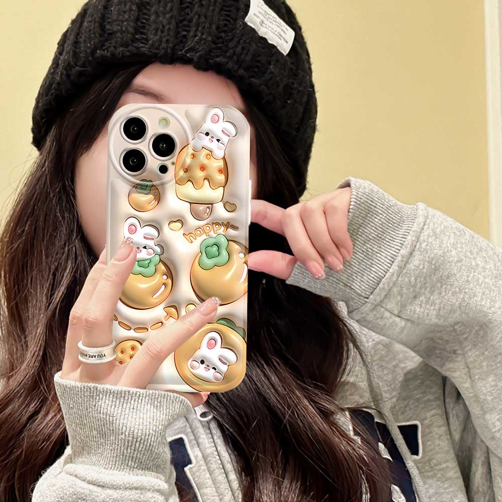 Case OPPO A17 A57 A16 A16K A5S A12 A3S A12E A92 A52 F1S A53 A33 A31 A9 A5 A15 A15S A54 F9 C1 Cute Flower Rabbit Air Cushion Fasion TPU Phone Cover