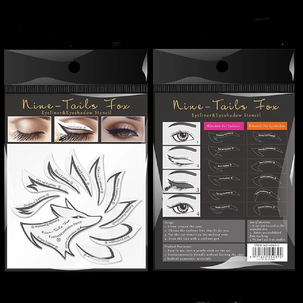 Mornin 48PCS Eyeliner Stencils Stiker Template Makeup Mata Kartu 12gaya id Non-Woven