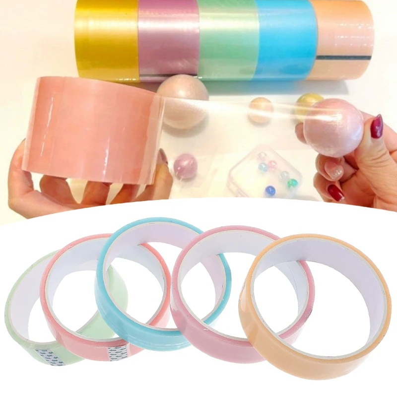 8 M Macaron Color Adhesive Sticky Ball Tape Handmade Game Santai Mainan Anak Dekompresi Mainan Sensory Toy DIY Pearlescent Ball Sticky Tape Elastisitas Rolling Tapes