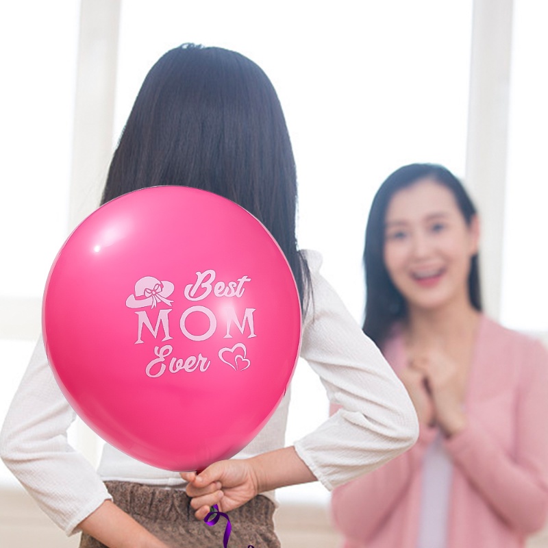 10pcs/tas Balon Latex Happy Mother's Day/Balon Motif &quot;I Love Mom Best Mom &quot;Untuk Hadiah Ibu Perlengkapan Pesta