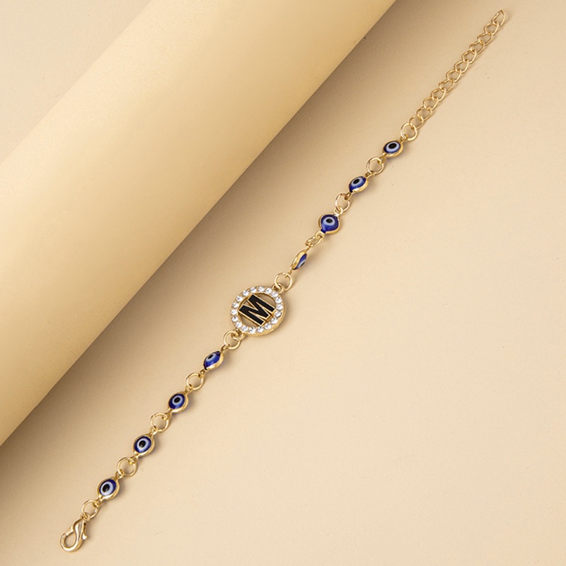 Wanita Biru Evil Eye Rantai Perak Adjustable Huruf Gelang Vintage Turki Evil Eye Charm Wristband Bracelets