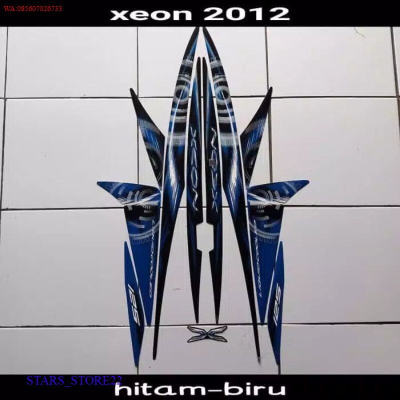 (ORI) striping sticker lis body yamaha xeon karbu lama 125 thn 2011 2012 hitam biru KUALITAS ORIGINA