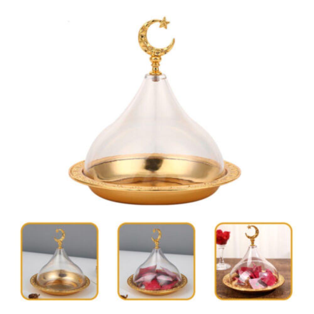 Chookyy Gold Cake Plate Islami Dengan Tutup Tray Alat Makan Ornamen Festival Muslim