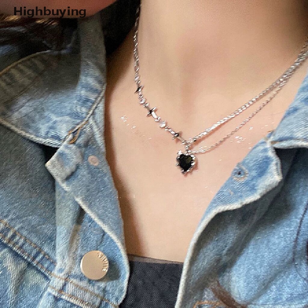 Hbid Fashion Kristal Peach Hati Tetesan Air Liontin Kalung Manis Keren Klavikula Rantai Perhiasan Aesthetic Choker Chain Glory