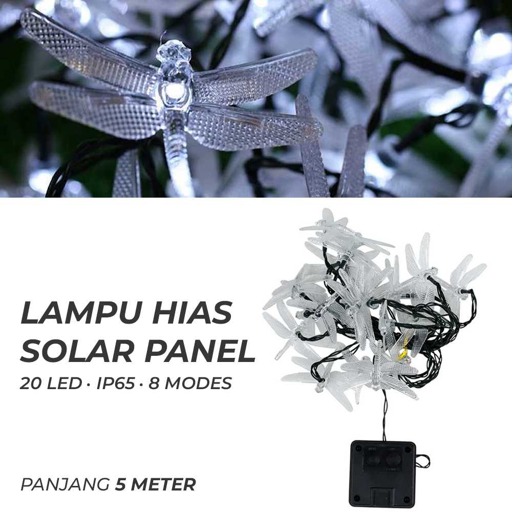 (BISA COD) FTIHSHP YUSHILED Lampu Hias String Lights Dragonfly Solar Panel IP65 8 Modes - M088