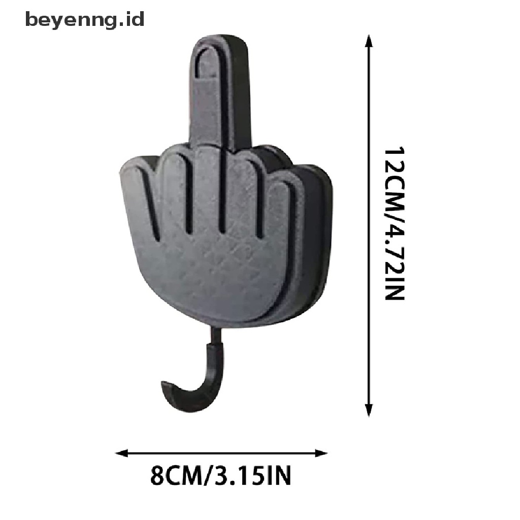 Beyen Retractable Middle Finger Hook Key Holder Wall Clothes Hanger Room Decoration Punch-Free Sticky Hook Self Adhesive Hooks as Gift ID