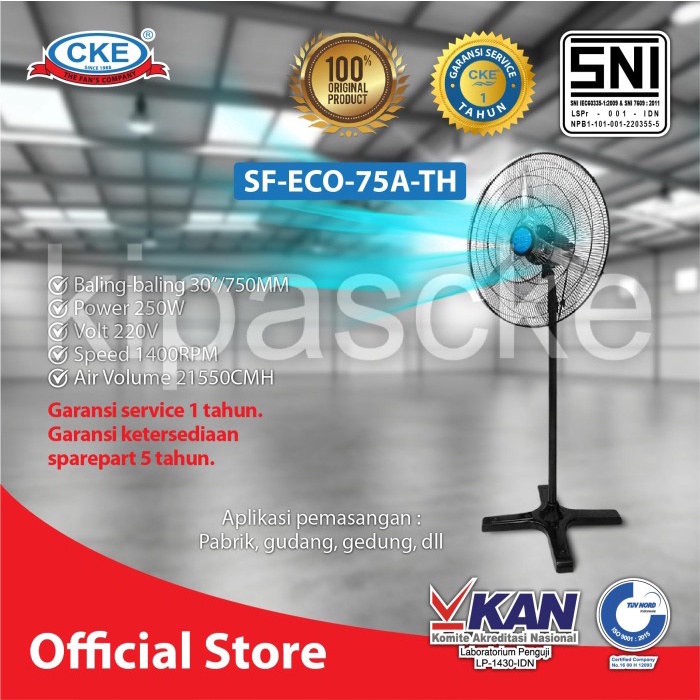 CKE Stand Fan SF-ECO-75A-TH 30 Inch Kipas Angin Berdiri Kipas Angin Industri