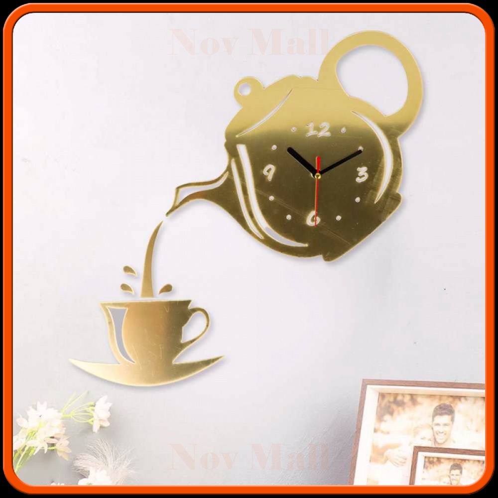 Jam Dinding Quartz 3D Creative Design Cangkir Teko -JM077