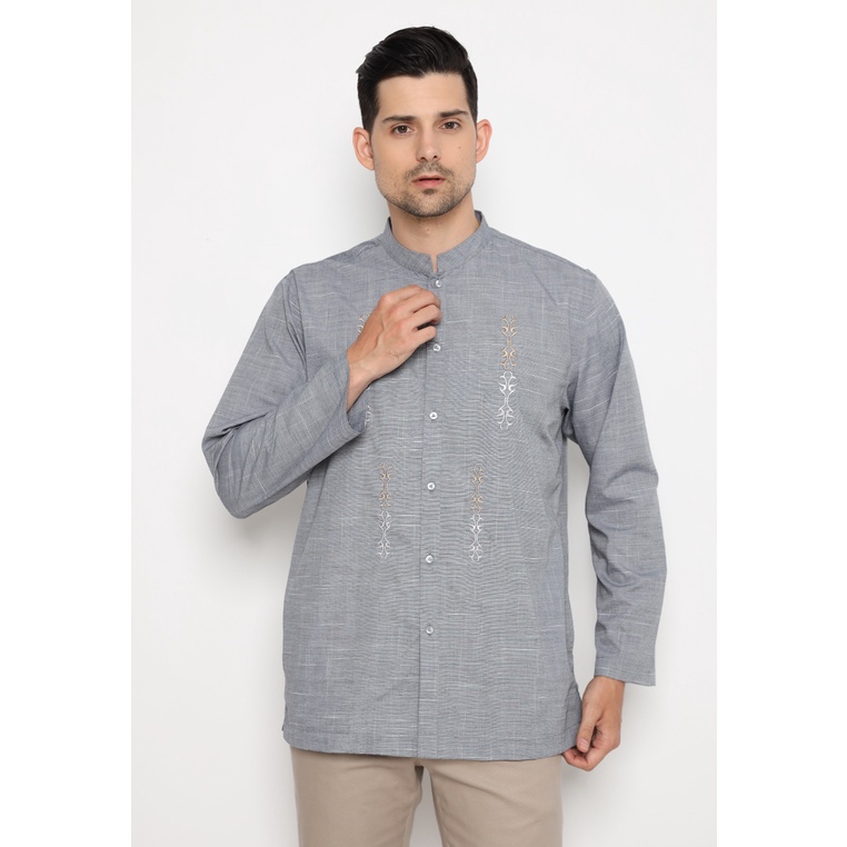 JOBB Ajmal Baju Koko Pria Lengan Panjang Regular Fit Abu-Abu