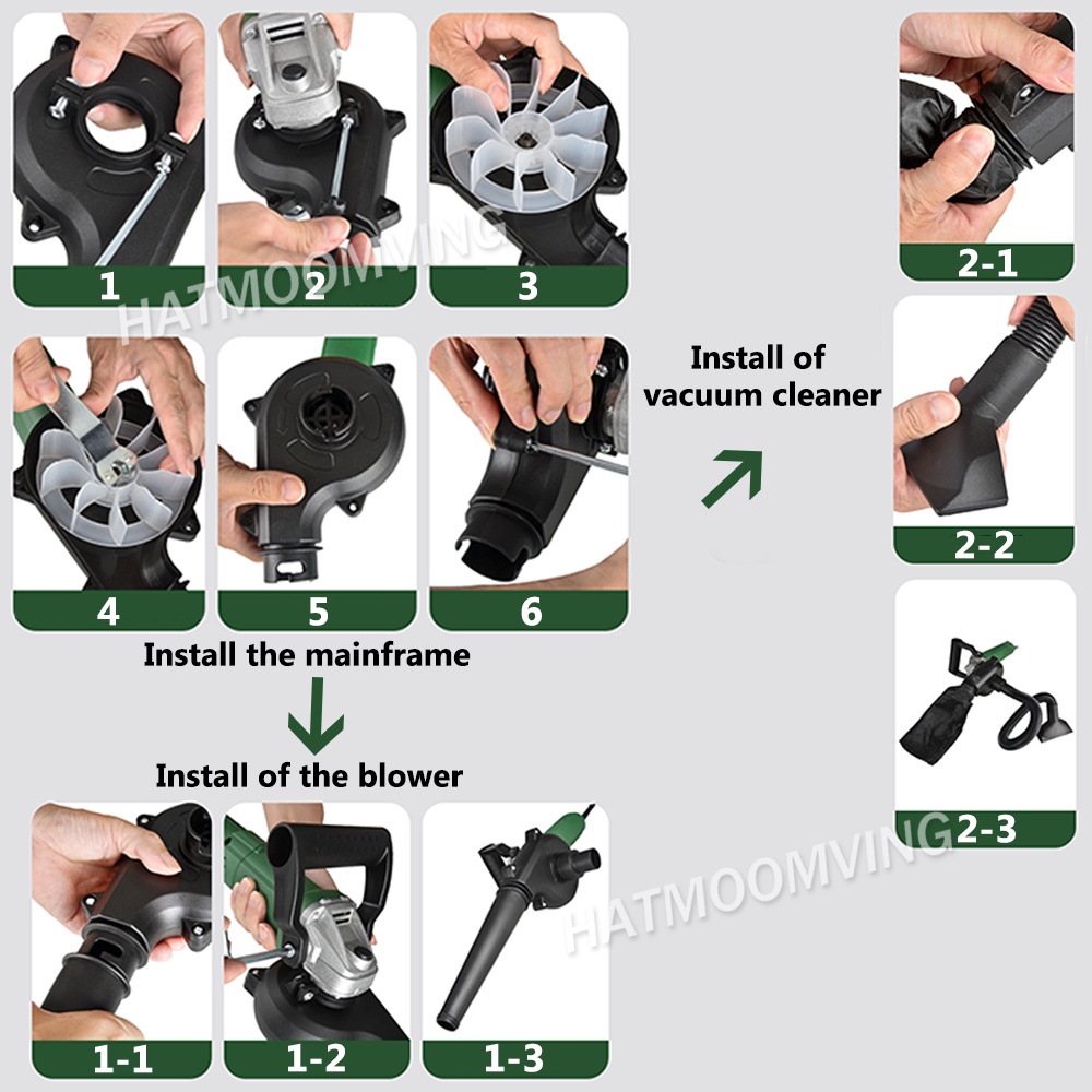 2 IN 1 Adaptor Penggiling Sambungan Gerinda Sudut Baterai Listrik Blower Belower Udara Peniup Penyedot Penghisap / Tiup Debu Pengering Vacumm Cleaner