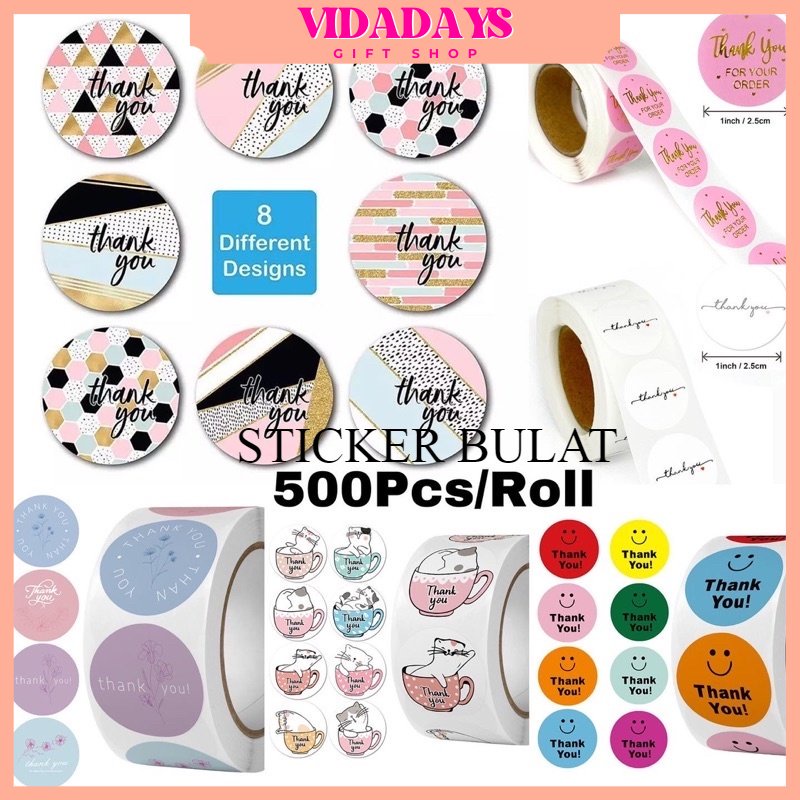 

VIDADAYS PROMO! [500Pcs/Roll] Sticker Thank You Online Shop/ Stiker Gulung/ Label Roll/ Tempelan Packaging Cantik/ Thanks For Order/ 120Pcs-250Pcs-500Pcs Aesthetic Vintage Sticker Pastel