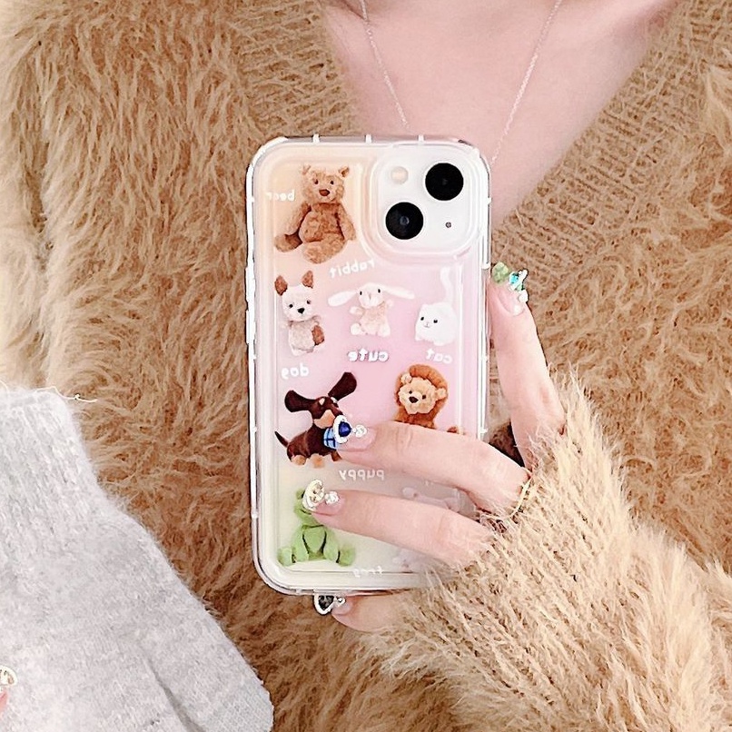 IPHONE Casing Ponsel Lembut Lucu Kompatibel Untuk Iphone14 13 11 12 Pro XS Max X Xr7 +8 Plus Casing Transparan TPU Silikon Shockproof Cover