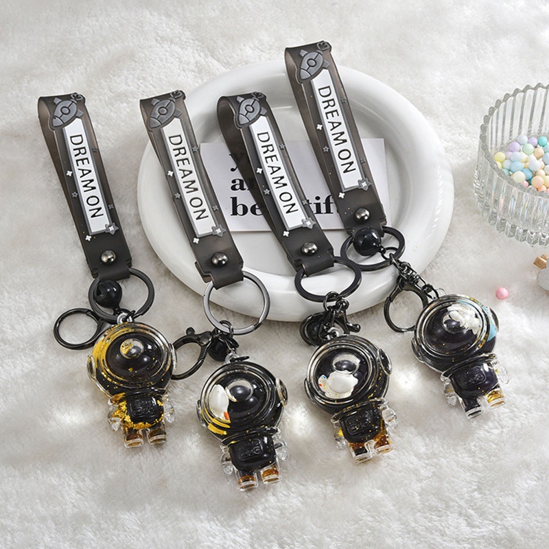 Kartun Ke Minyak Floating Astronot Keychain Quicksand Drift Bottle Key Chain