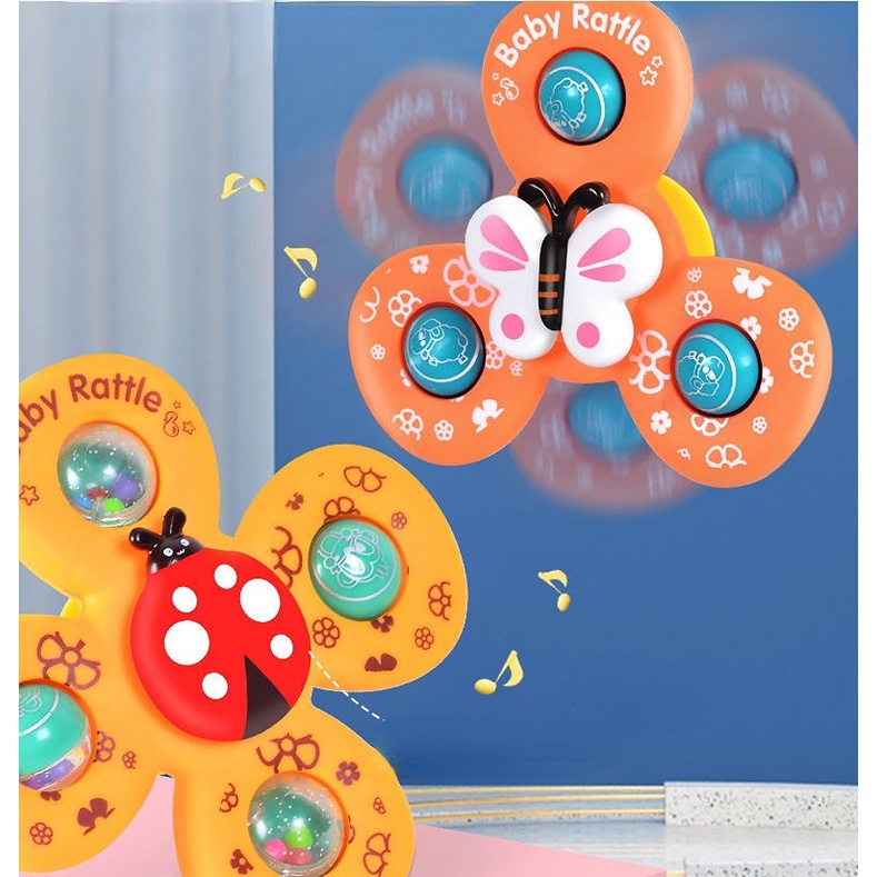 Mainan Sedot Untuk Bayi, Suction Cup Spinner Toy, 3buah Mainan Mandi Bayi Kartun Hewan Spinning Top Mainan Anak Perempuan Laki-Laki