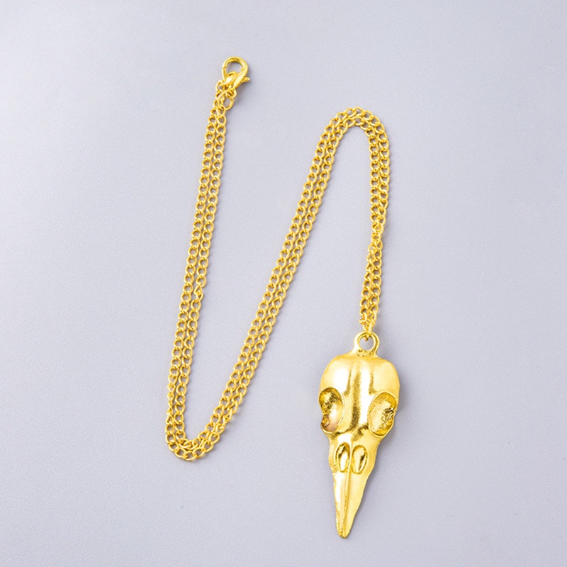 Hot Selling Mode Novelty Stereo Crow Head Skull Pendant Kalung Rantai Hadiah Natal