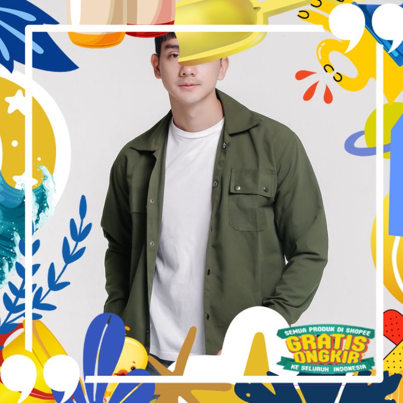 Trucker Jacket || Semi Parka jaket || Kemeja Cowok - SEMI PARKA - JAKET PARKA/ merah putih biru polo