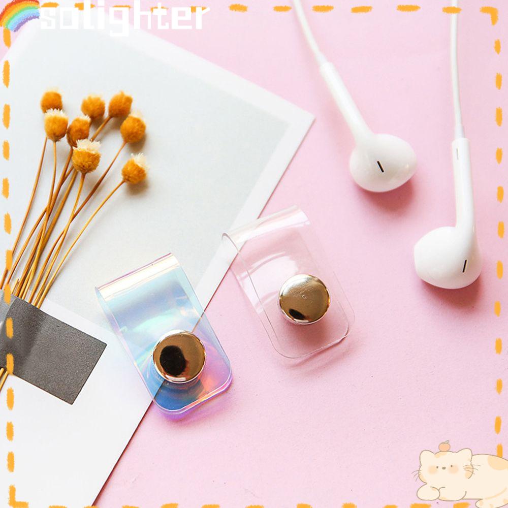 Solighter 3PCS Penggulung Kabel Earphone Portable Organizer Kancing Gesper