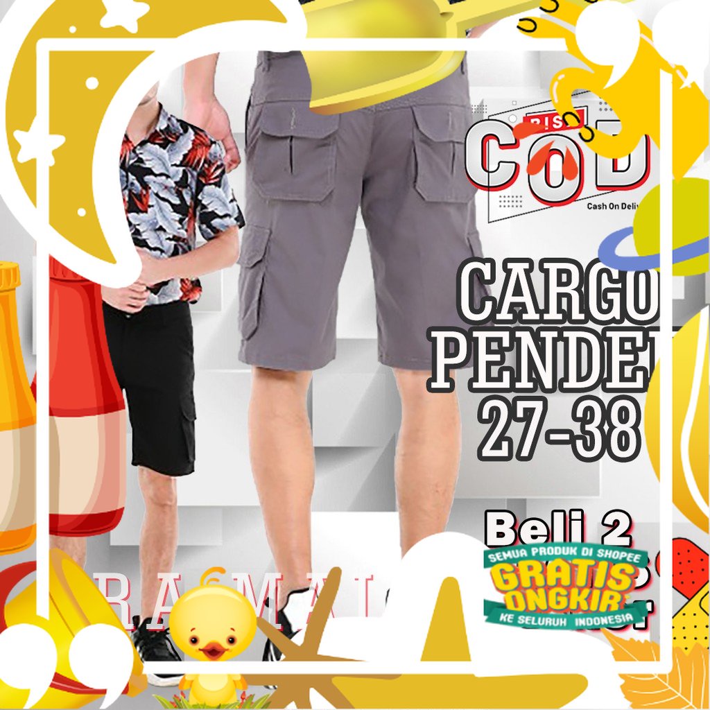 Celana Cargo Pendek Pria Dewasa Kargo PDL Tactical Gunung Outdoor Pendek Cowok Distro Premium/ hitam