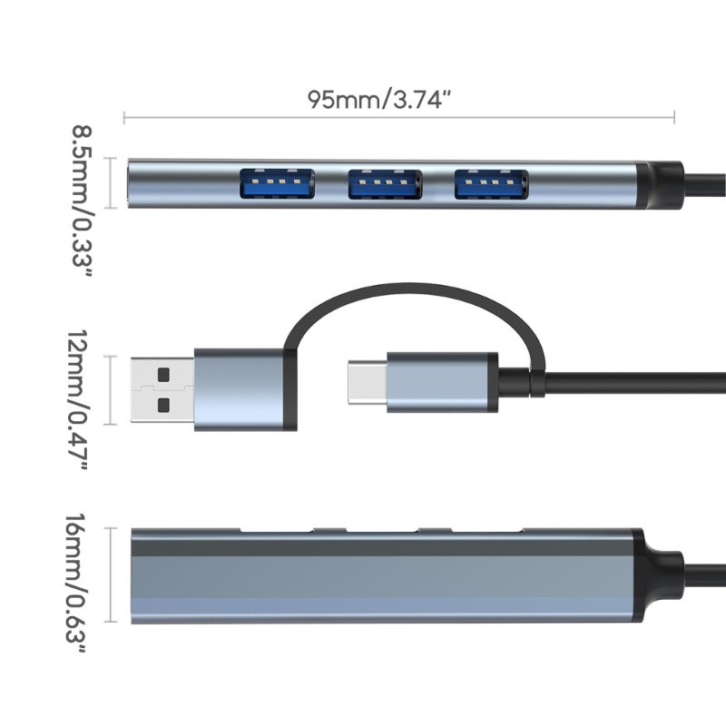Zzz 4/7in1 Type-C USB Hub Docking Station USB3.0 Splitter Expander Untuk Keyboard PC