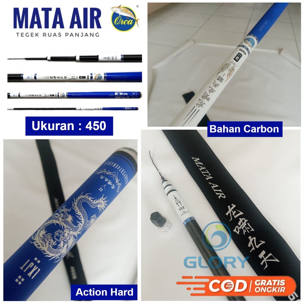 Joran Tegek Ruas Panjang Orca Mata Air 450 Bahan Carbon Action Hard / Tongkat Tangkai Pancing Dari K